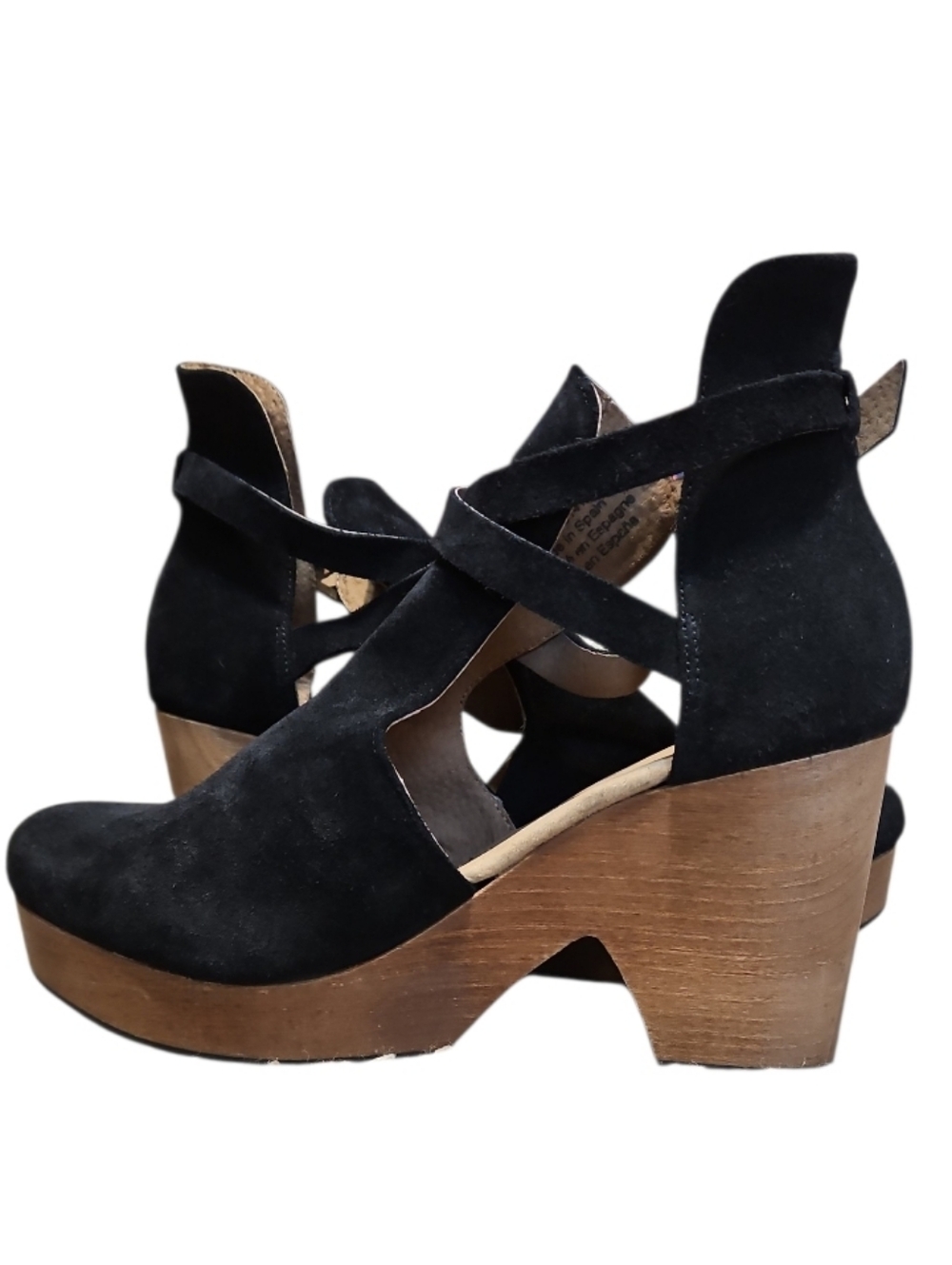 Free People Cedar Black Suede Clog Criscross Clog Platform Sandals - Picture 5 of 14